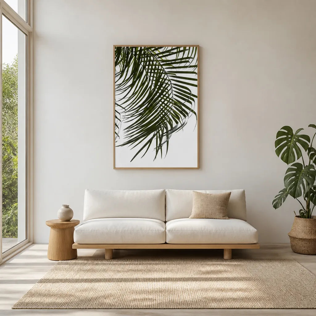Room mockup featuring Bright Tropical Palm Photo Print