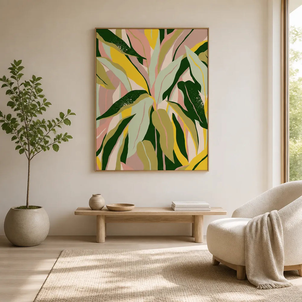 Room mockup featuring Colorful Jungle Foliage Art Print