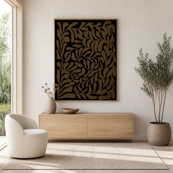 Room mockup featuring Dark Botanical Flow Art Print