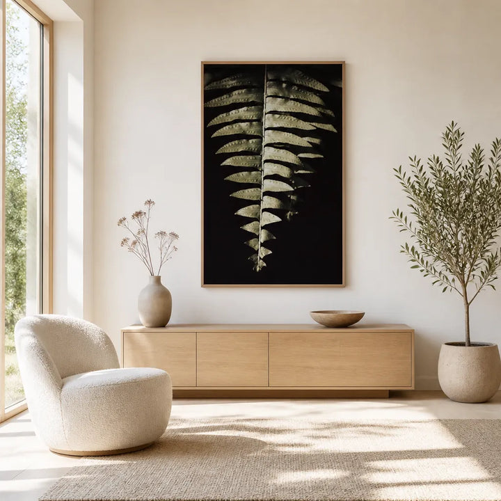 Room mockup featuring Dark Fern Shadows Photo Print