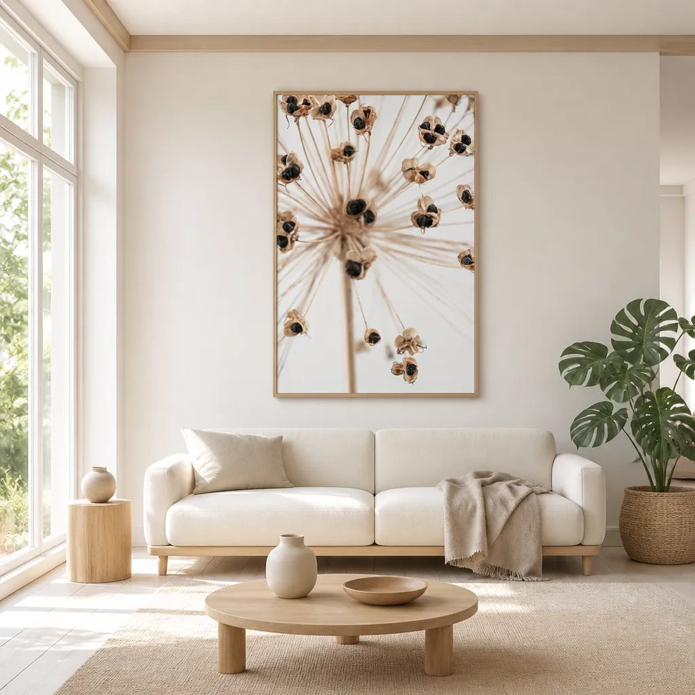 Room mockup featuring Delicate Allium Seed Pods Photo Print