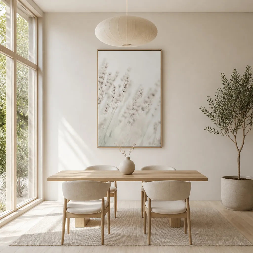 Room mockup featuring Dreamy White Lavender Photo Print