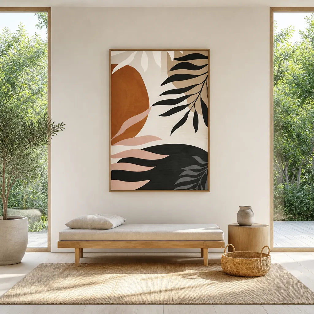 Room mockup featuring Earthy Abstract Botanicals Art Print