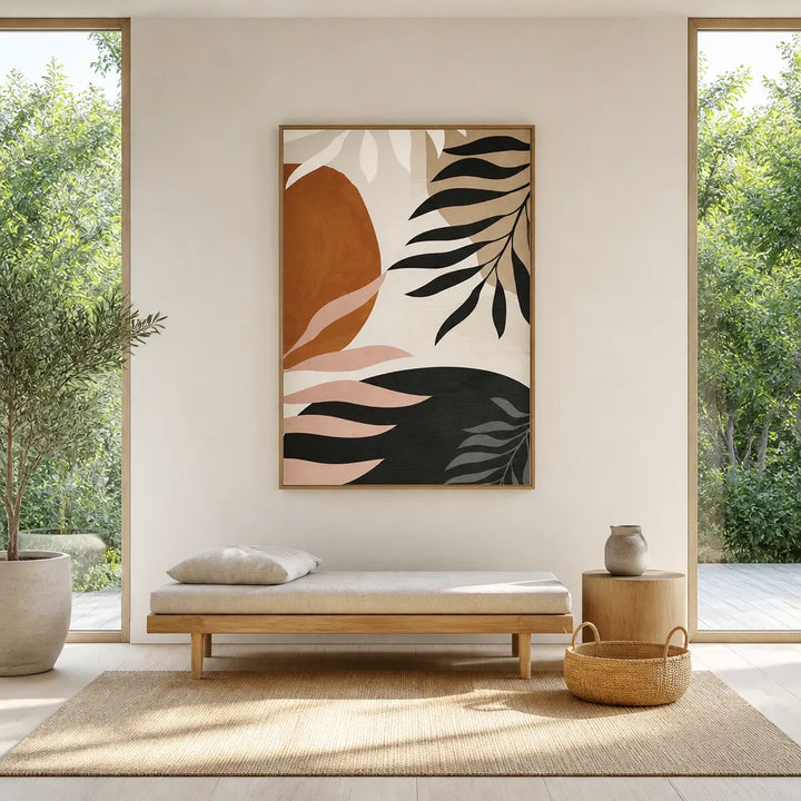 Room mockup featuring Earthy Abstract Botanicals Art Print