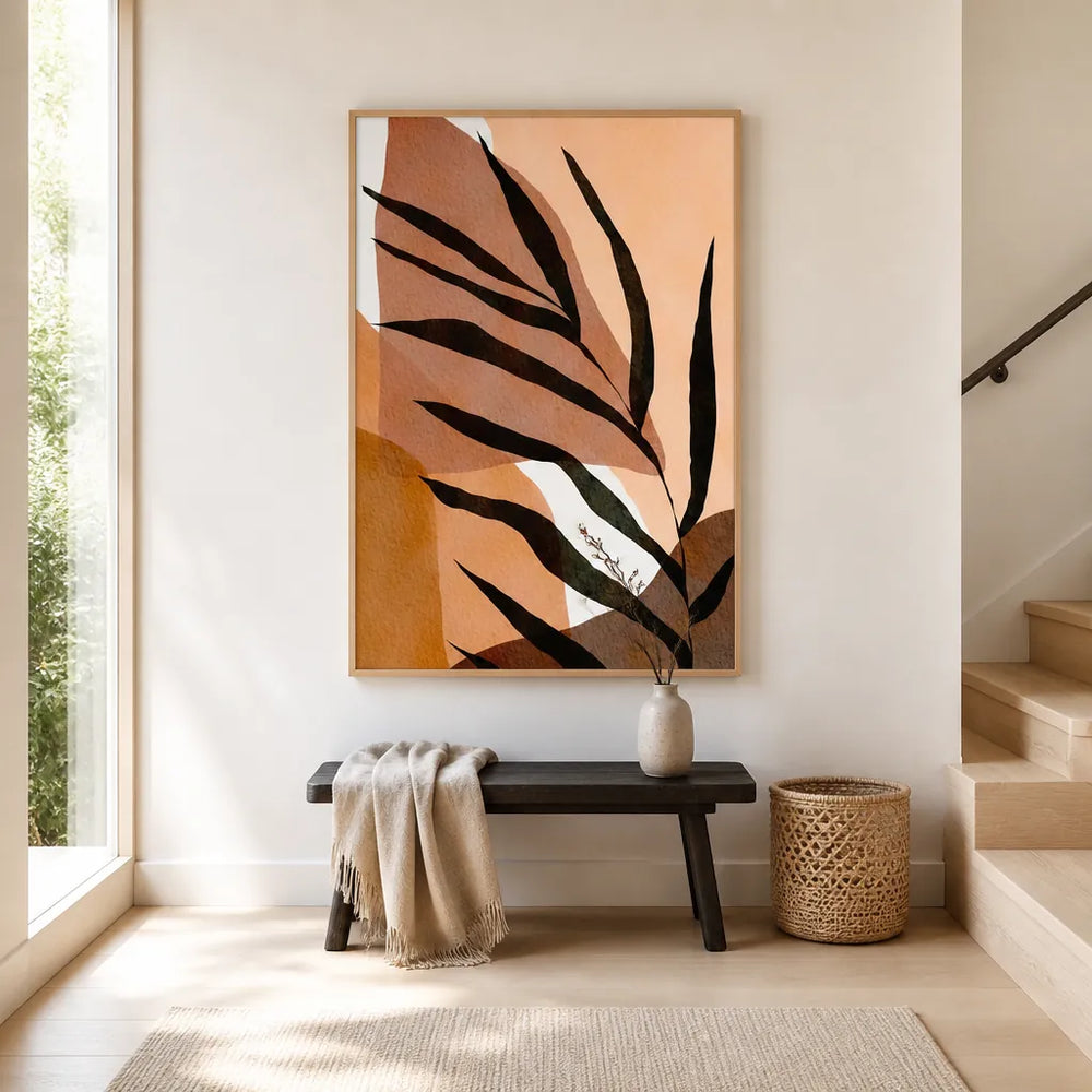 Room mockup featuring Earthy Leaves Abstract Art Print