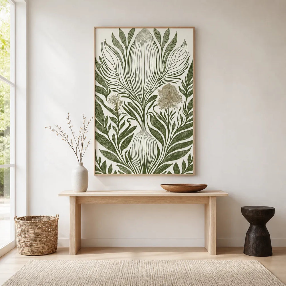 Room mockup featuring Elegant Botanical Symmetry Art Print