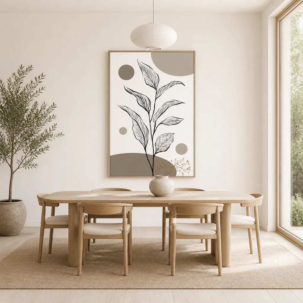 Room mockup featuring Elegant Plant Drawing Art Print