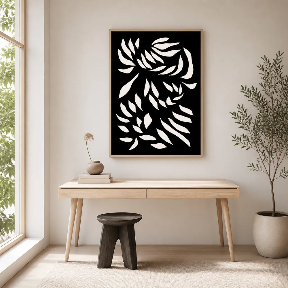 Room mockup featuring Flowing Abstract Leaves Art Print