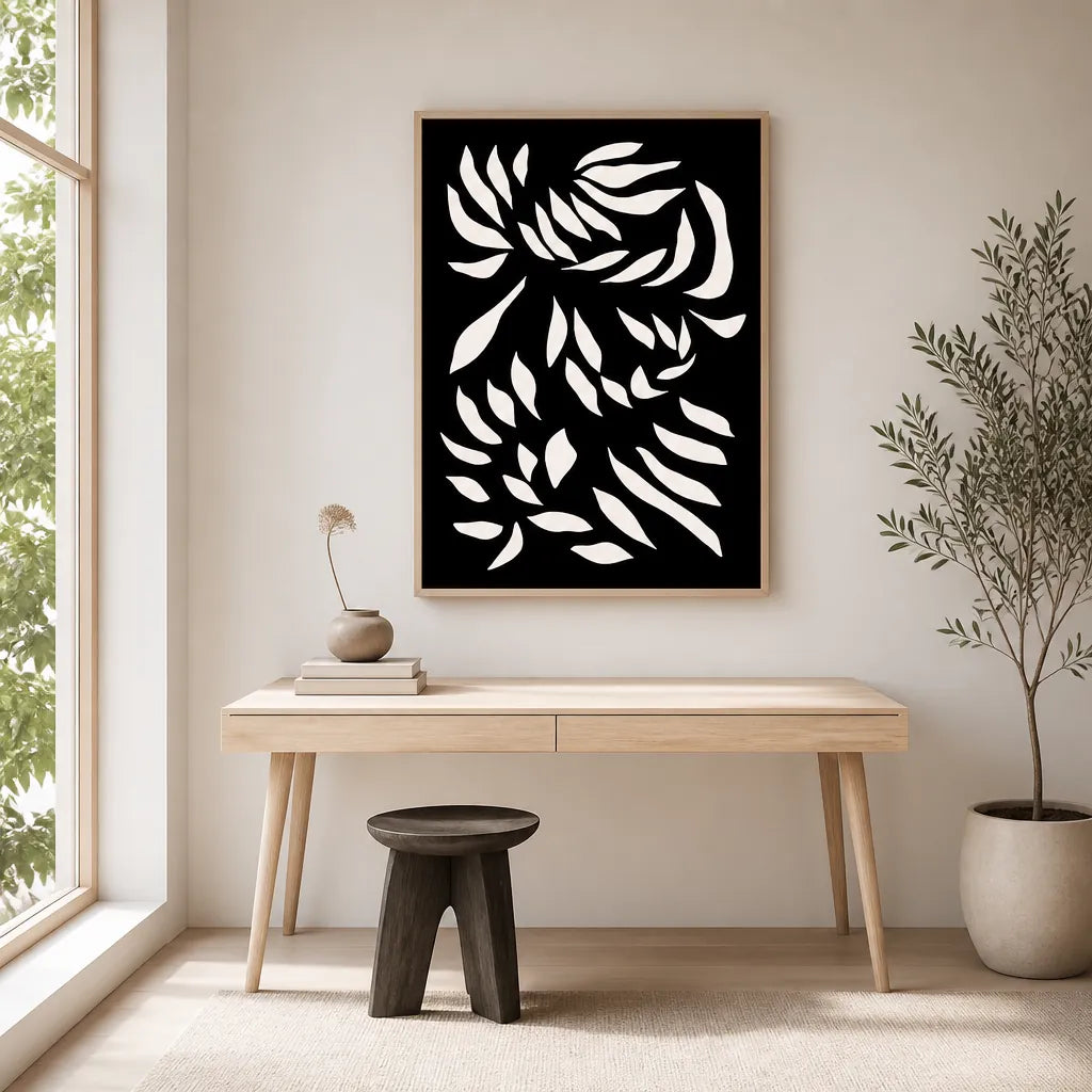 Room mockup featuring Flowing Abstract Leaves Art Print