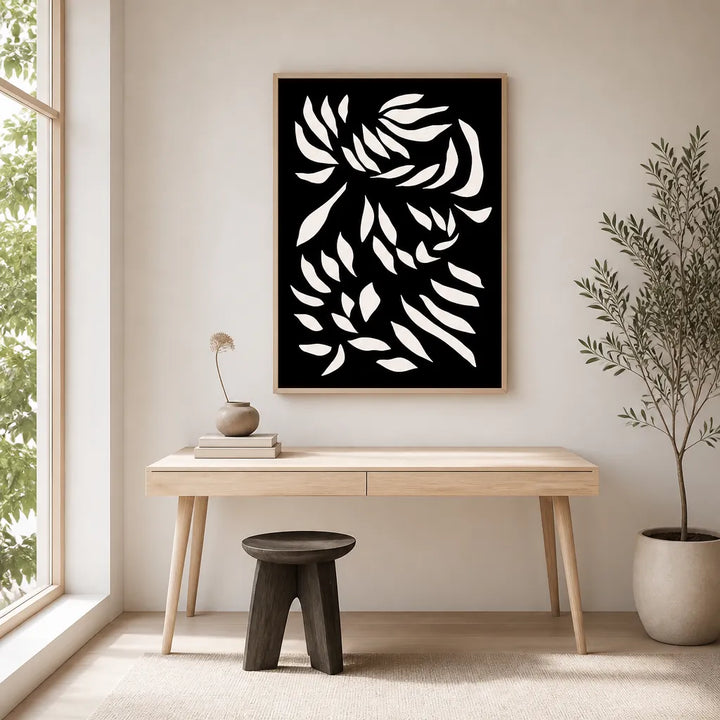Room mockup featuring Flowing Abstract Leaves Art Print
