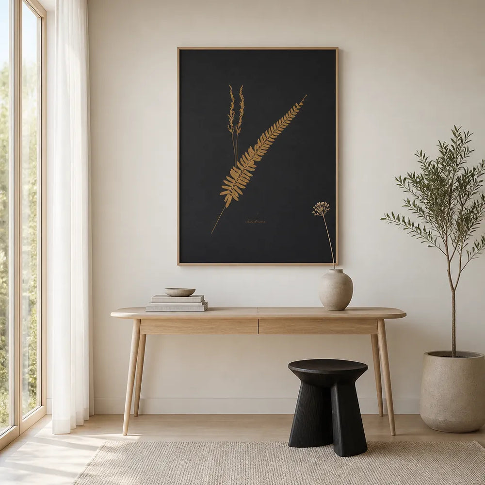 Room mockup featuring Golden Fern and Grass Art Print
