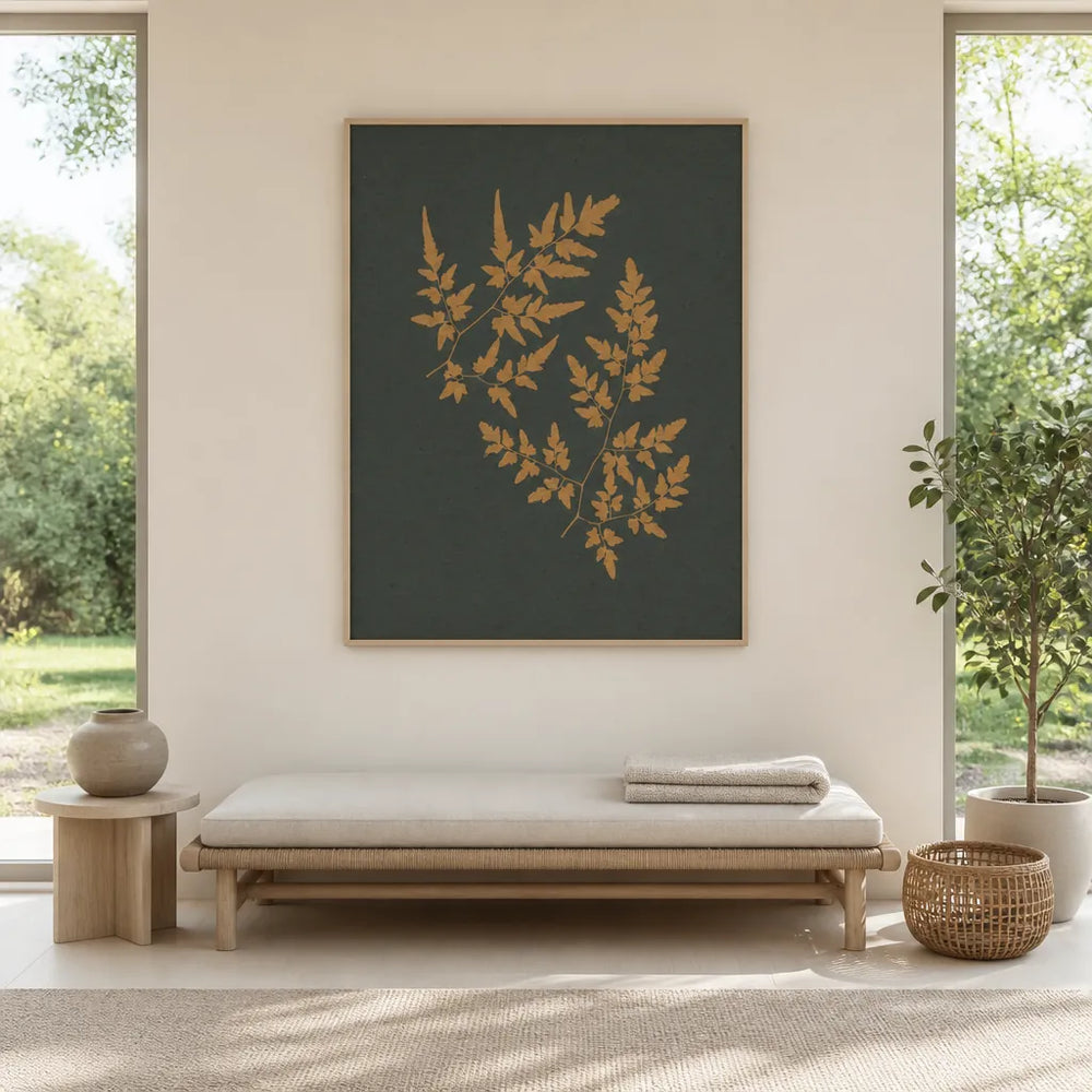 Room mockup featuring Golden Fern Silhouettes Art Print