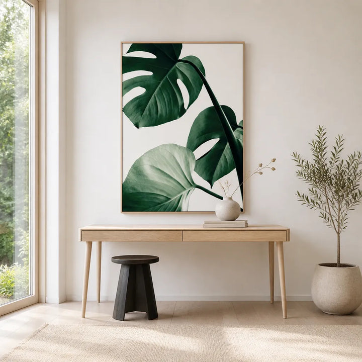 Room mockup featuring Lush Monstera Leaves Photo Print