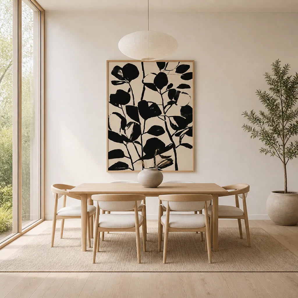 Room mockup featuring Modern Black Foliage Art Print