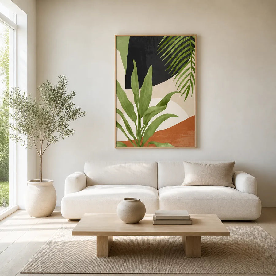 Modern Botanical Abstract Art Print in a room setting