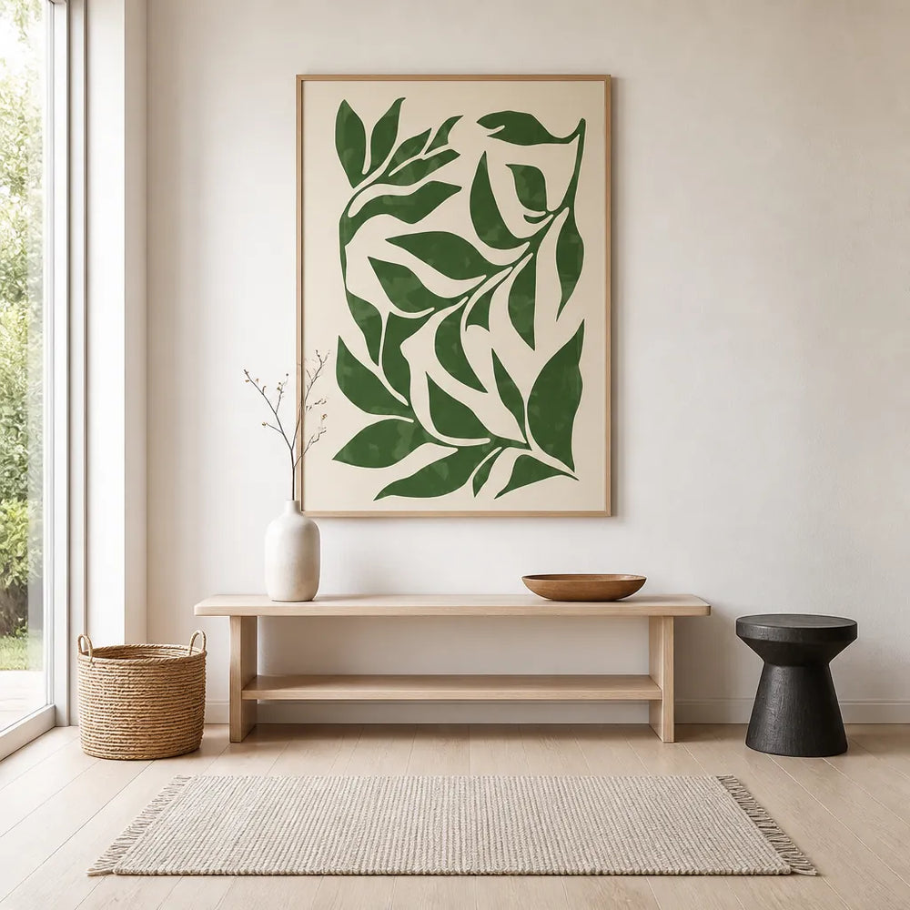 Room mockup featuring Modern Botanical Leaves Art Print