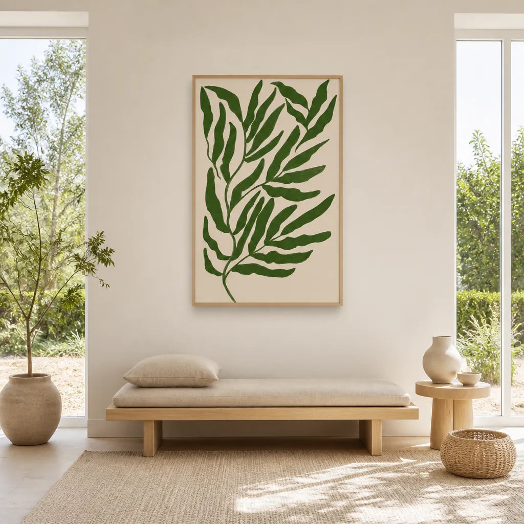 Room mockup featuring Modern Leaves Art Print