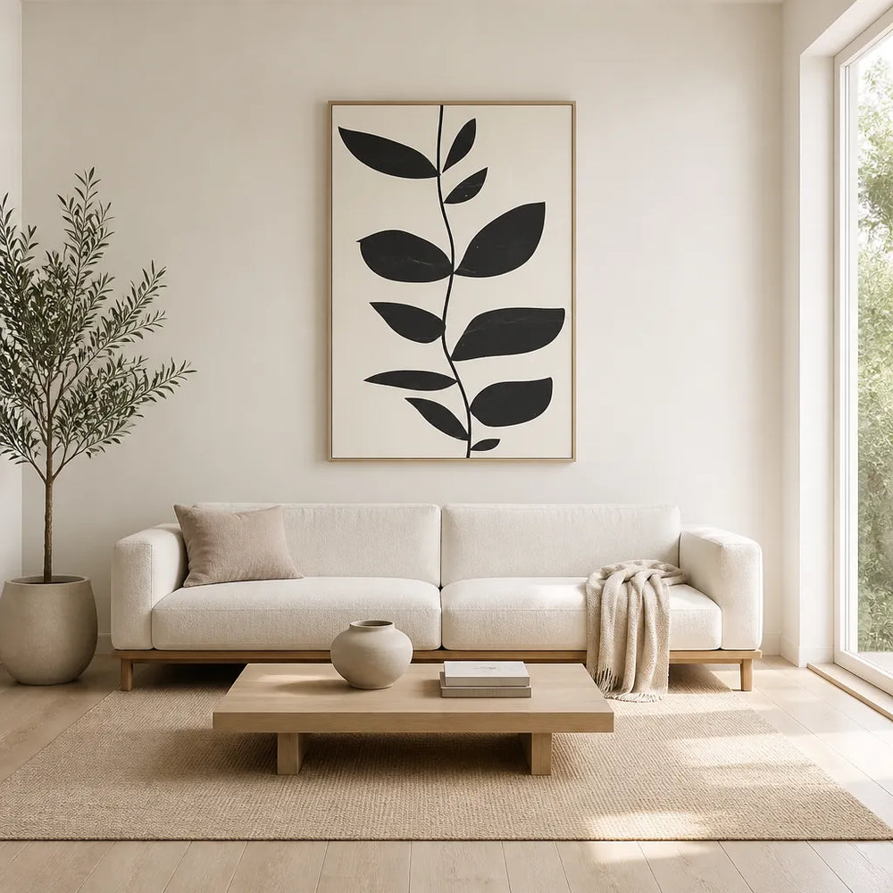 Room mockup featuring Modern Organic Leaves Art Print