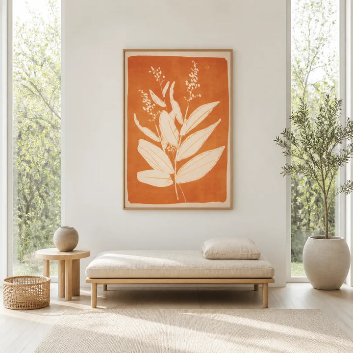 Room mockup featuring Orange Botanical Silhouettes Art Print