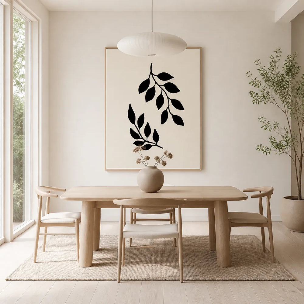 Room mockup featuring Organic Black Leaves Art Print