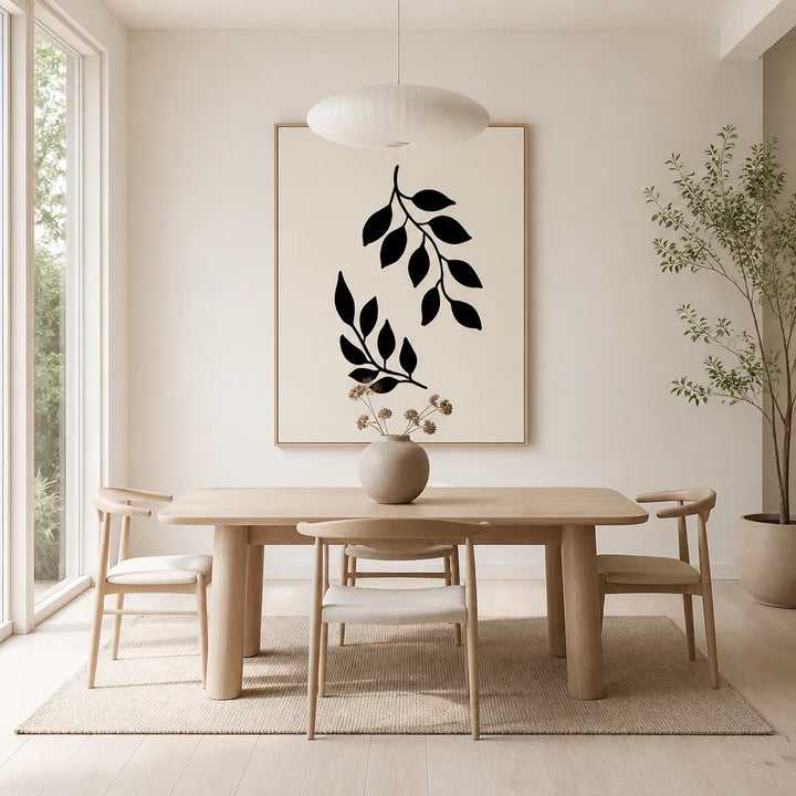 Room mockup featuring Organic Black Leaves Art Print