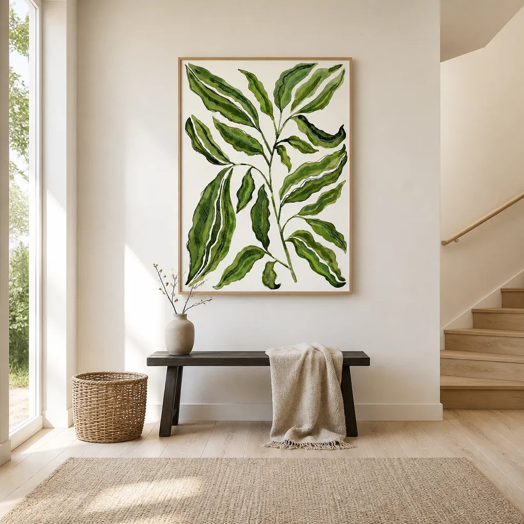 Room mockup featuring Organic Green Leaves Art Print