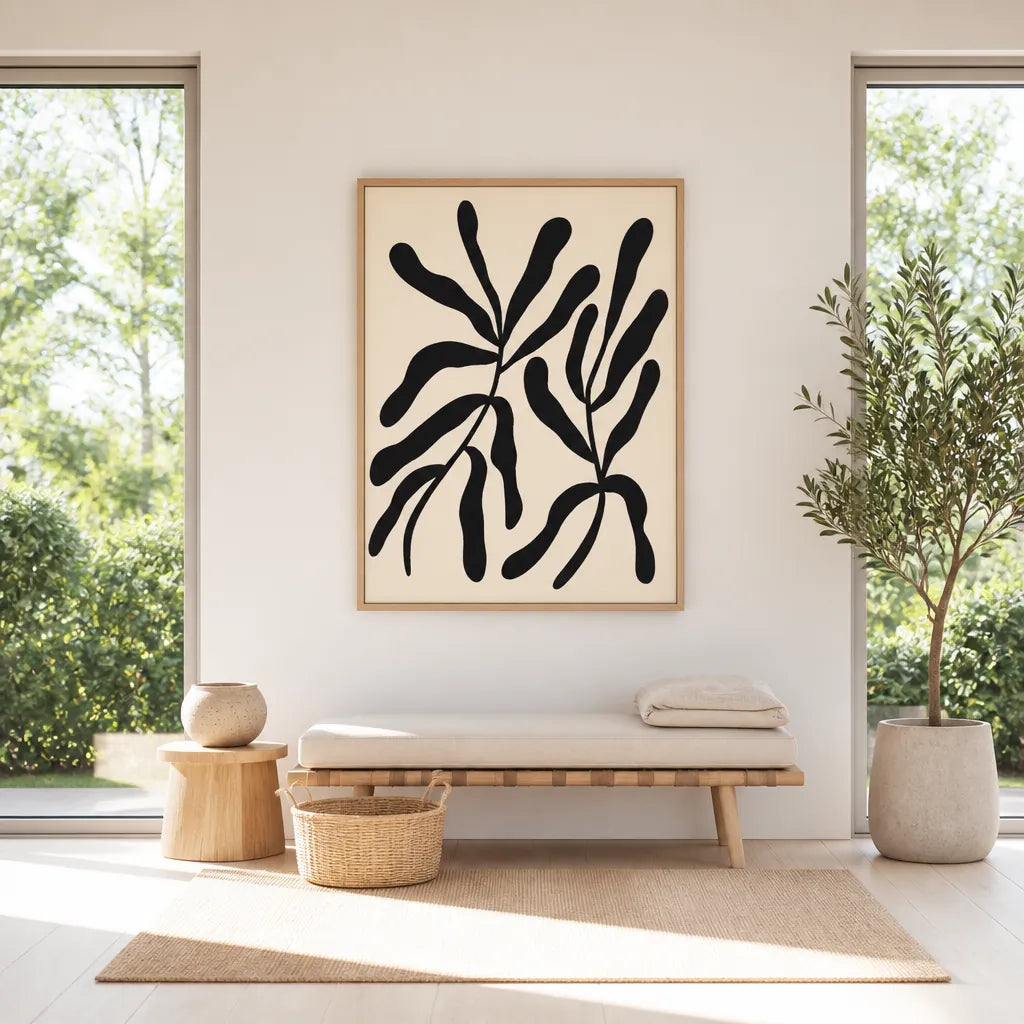 Room mockup featuring Organic Modern Leaves Art Print