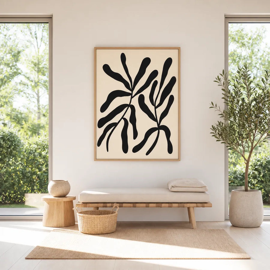 Organic Modern Leaves Art Print in a room setting