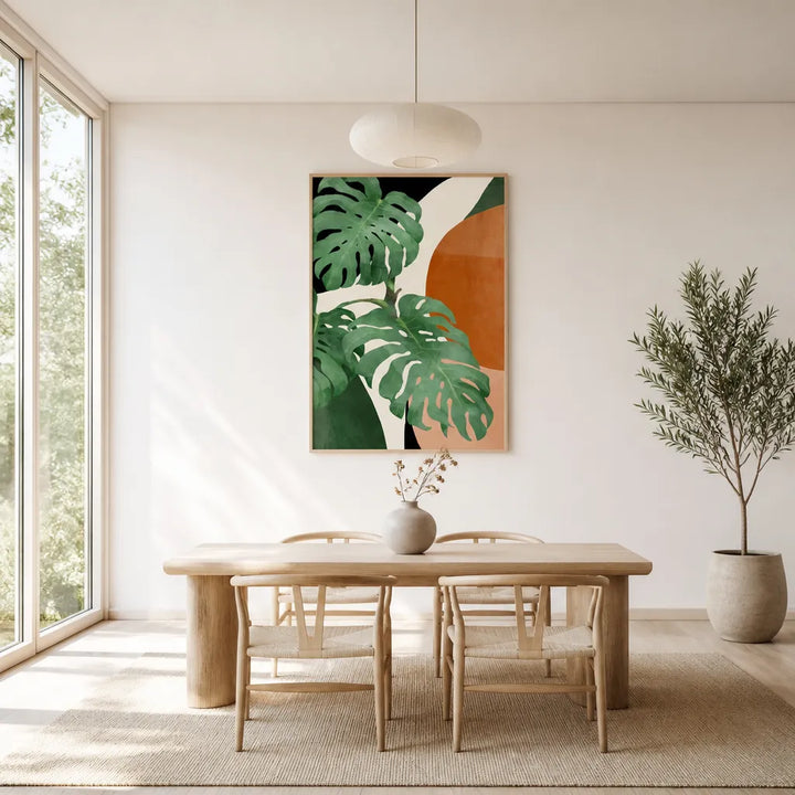 Room mockup featuring Organic Monstera Abstract Art Print