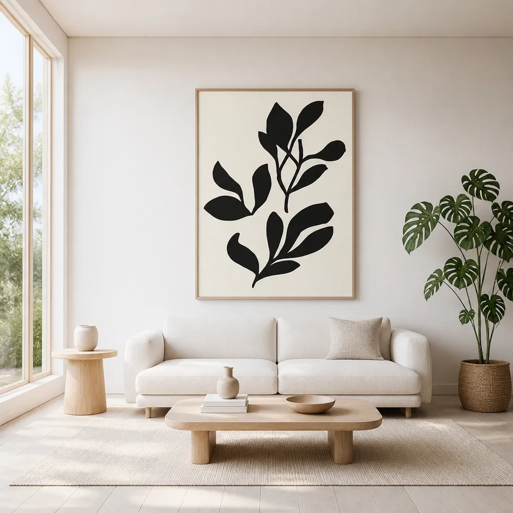 Room mockup featuring Silhouette Leaves Art Print