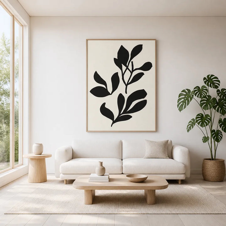 Room mockup featuring Silhouette Leaves Art Print