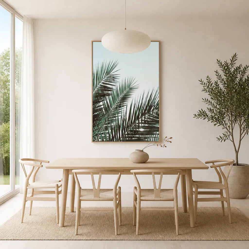 Room mockup featuring Tropical Palm Fronds Photo Print