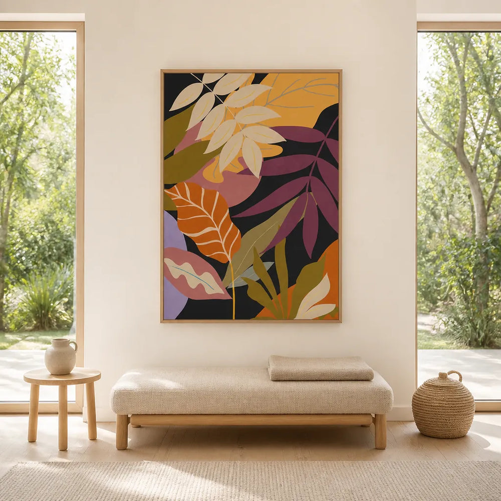 Room mockup featuring Vibrant Botanical Leaves Art Print