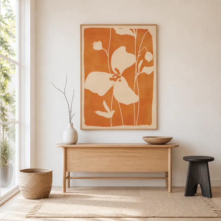 Room mockup featuring Warm Botanical Blooms Art Print