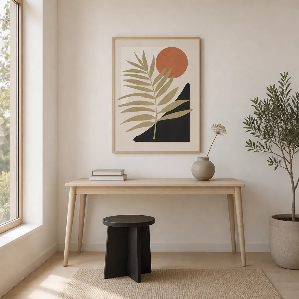 Room mockup featuring Warm Desert Palm Abstract Art Print