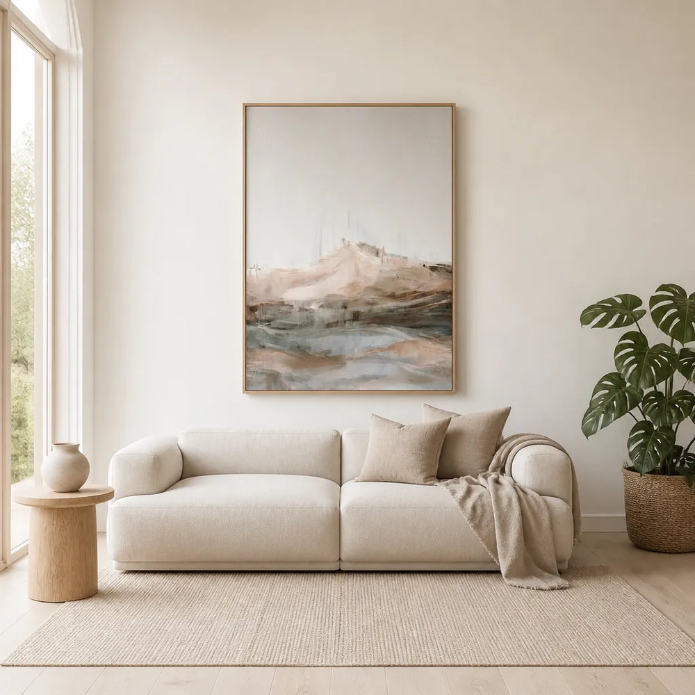 Room mockup featuring Abstract Desert Peaks Art Print