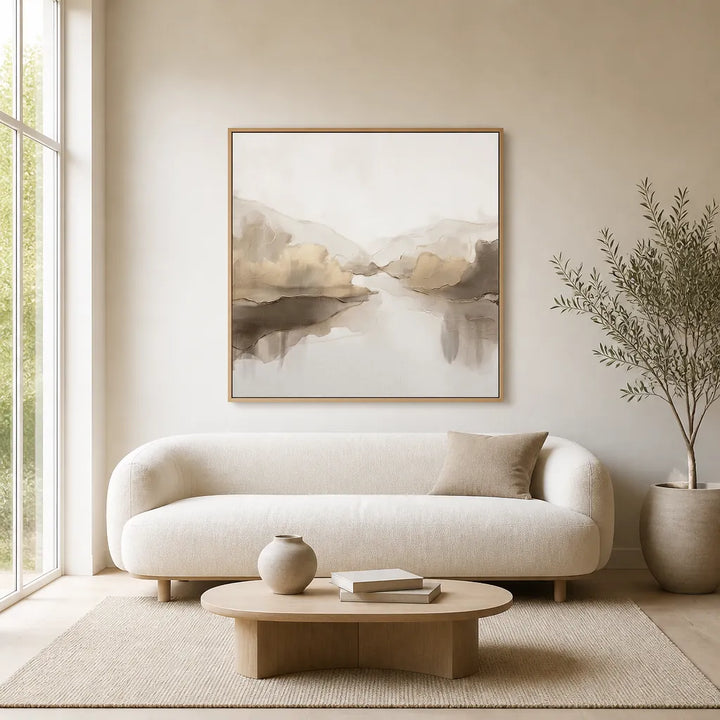 Room mockup featuring Abstract Golden Landscape Art Print