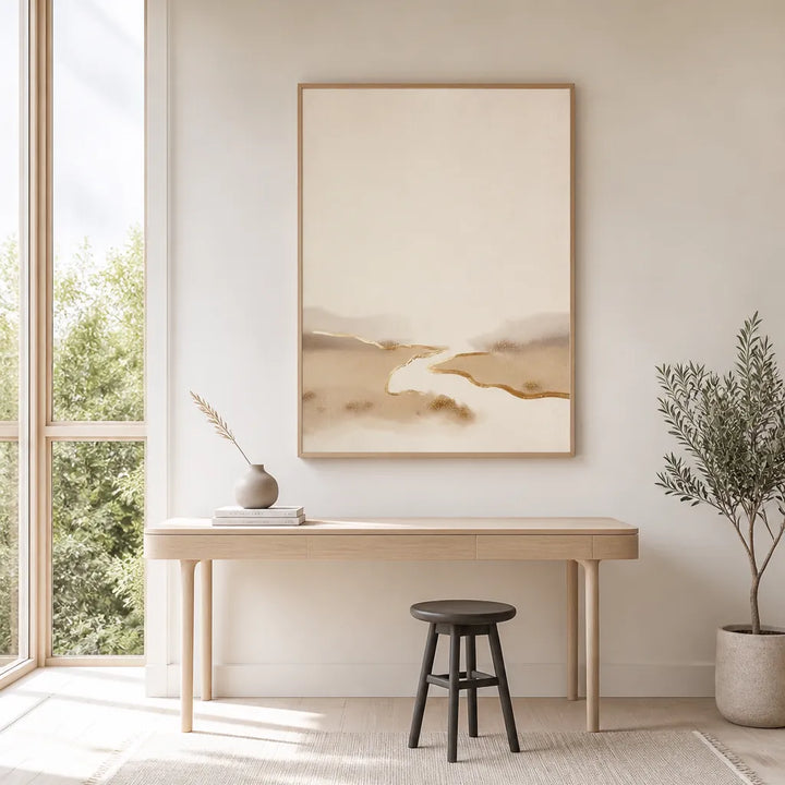 Room mockup featuring Abstract Golden River Art Print