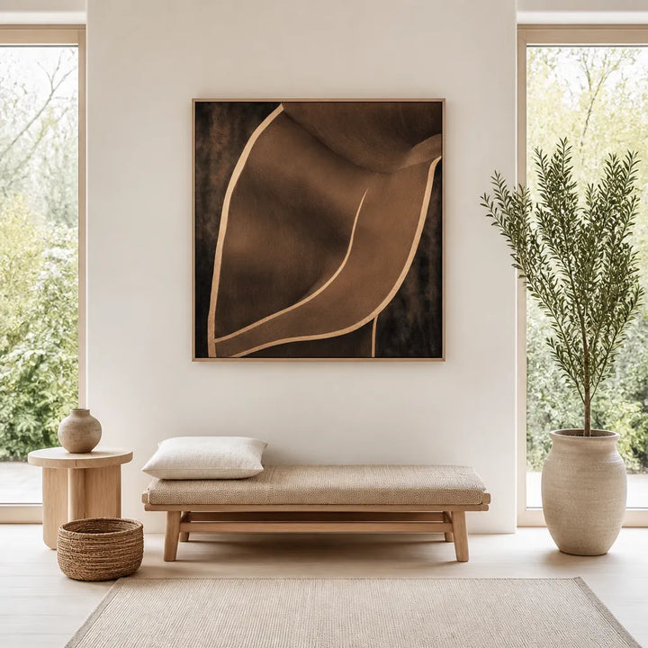 Room mockup featuring Brown Flowing Curves Art Print