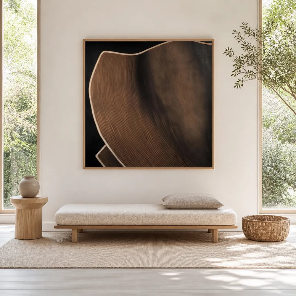 Room mockup featuring Deep Wood Curve Art Print