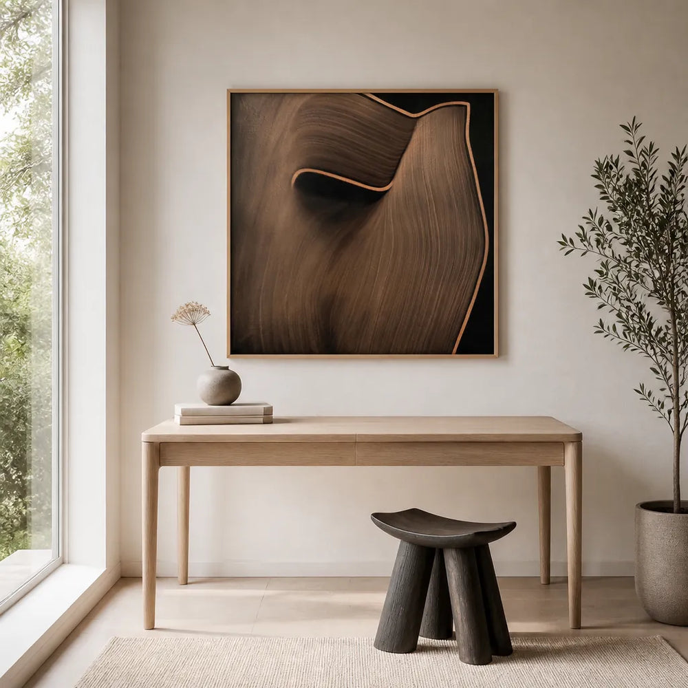 Room mockup featuring Flowing Bronze Curves Art Print