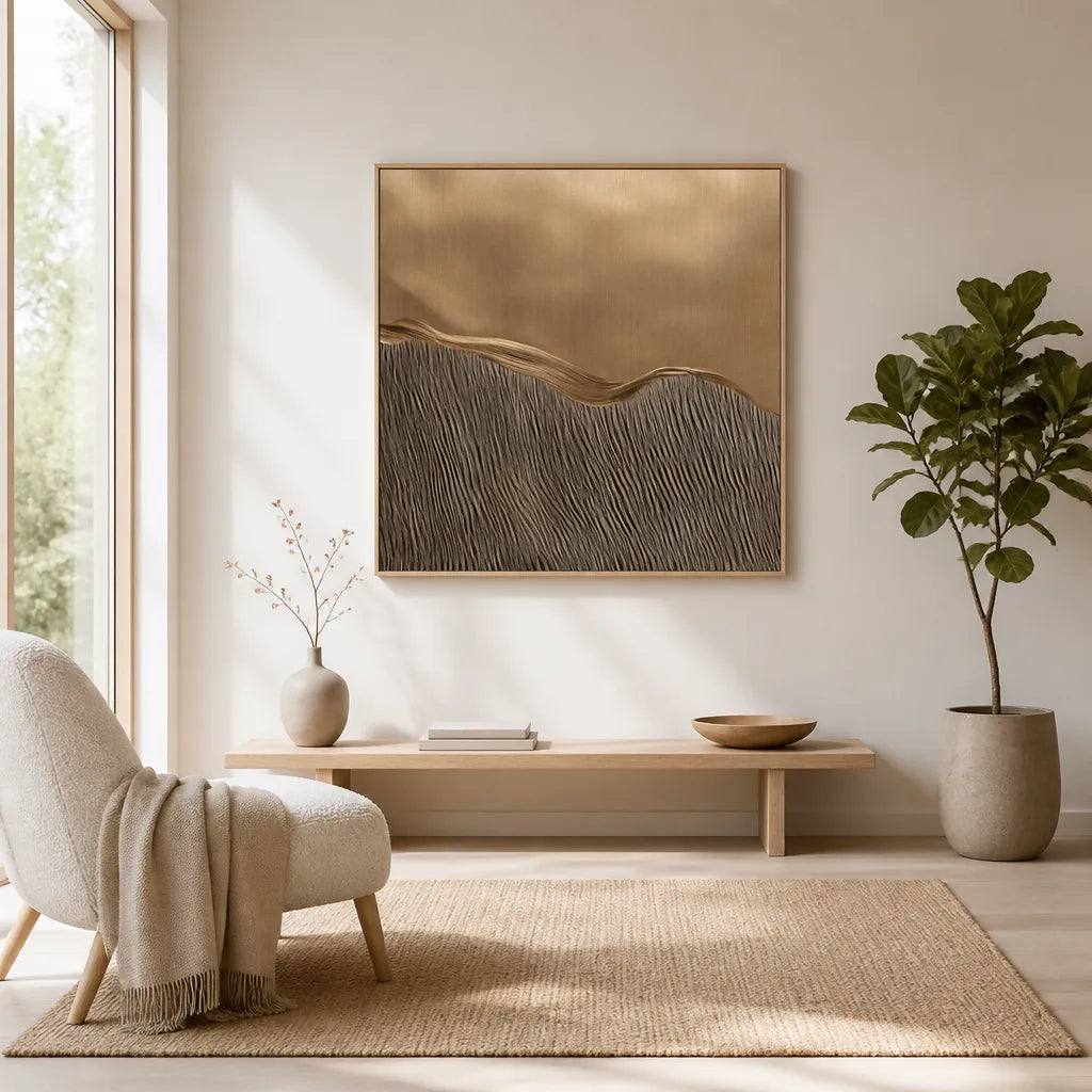 Room mockup featuring Golden Texture Waves Art Print