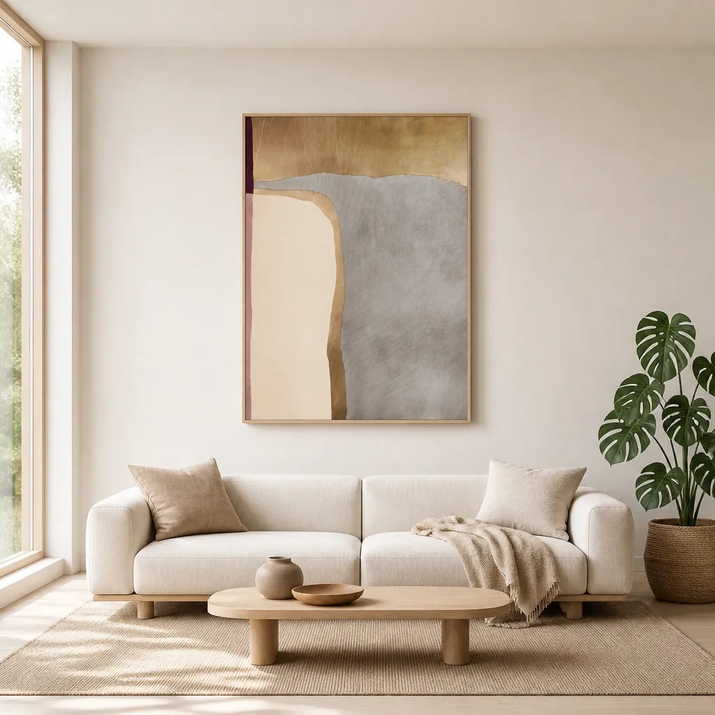 Room mockup featuring Muted Organic Abstract Forms Art Print