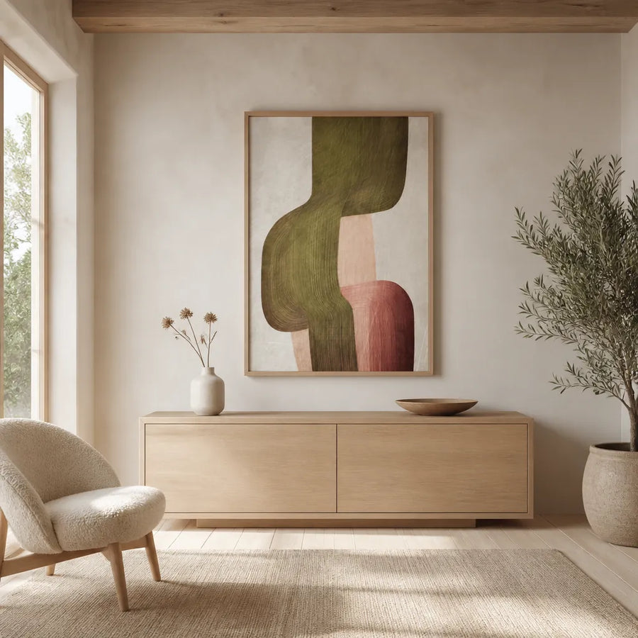 Muted Organic Flow Art Print in a room setting