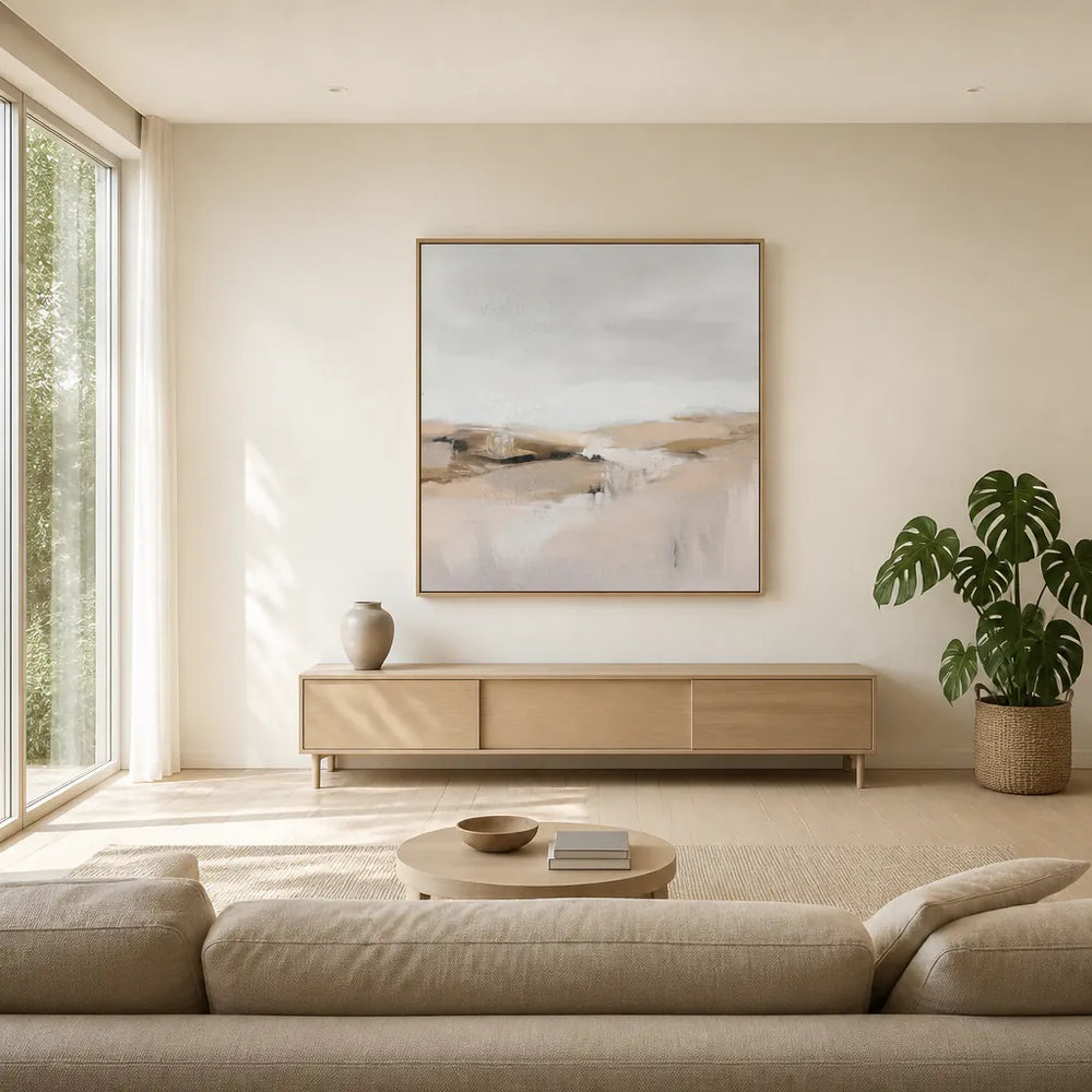 Room mockup featuring Serene Neutral Landscape Art Print