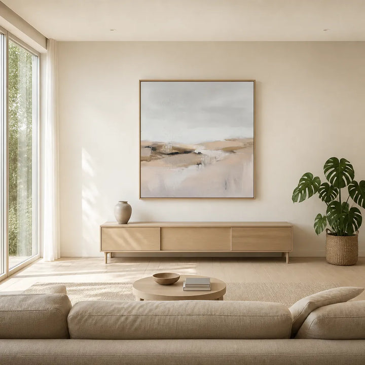 Room mockup featuring Serene Neutral Landscape Art Print