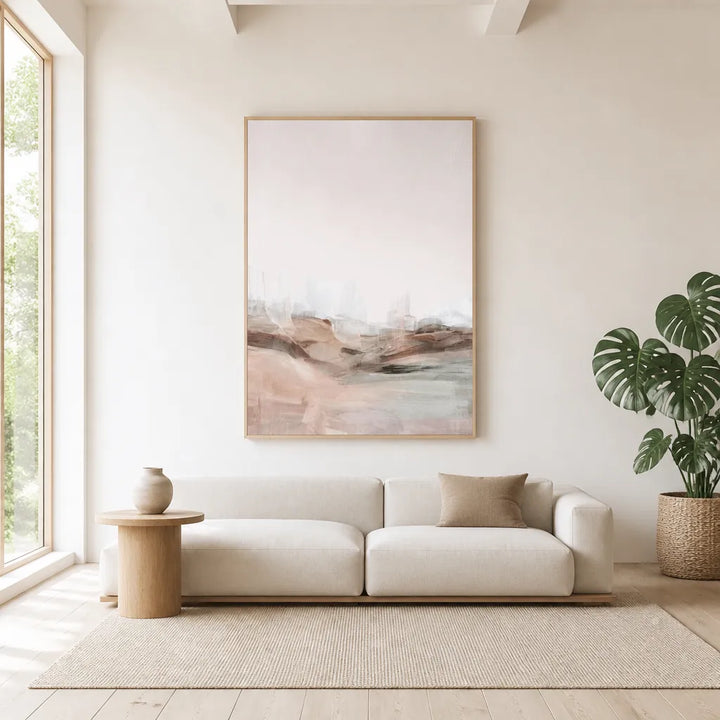 Room mockup featuring Soft Neutral Landscape Art Print