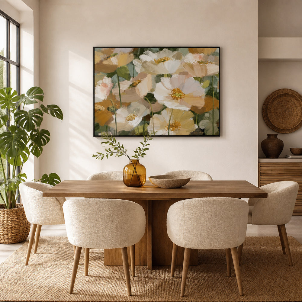 Room mockup featuring Creamy White Blossoms Art Print
