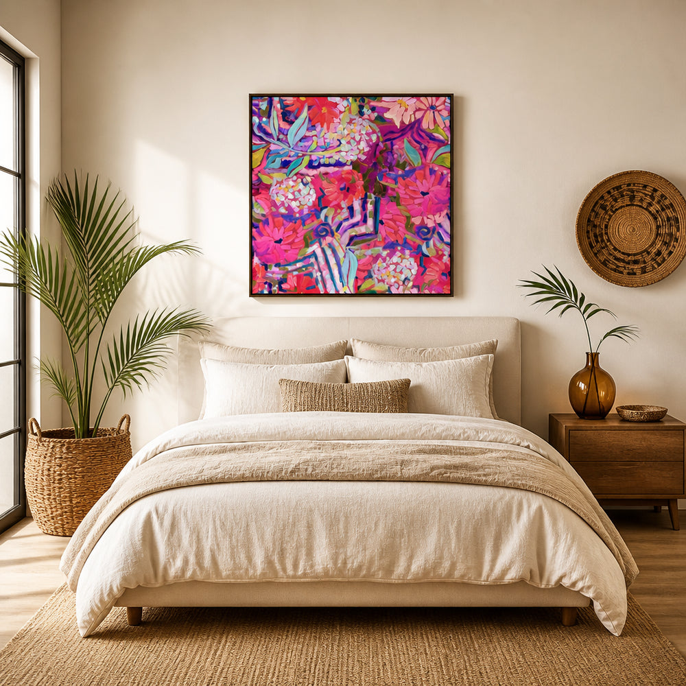 Room mockup featuring Garden Path Floral Pattern Art Print