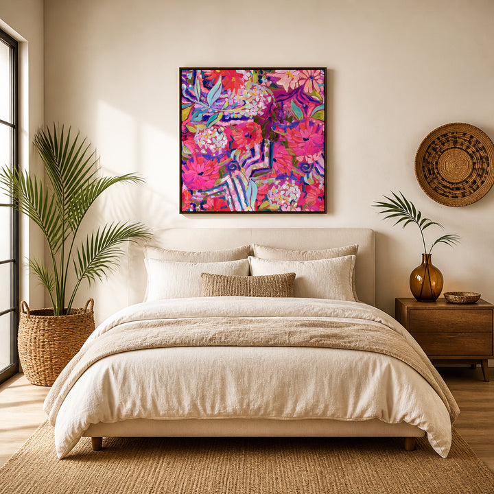 Room mockup featuring Garden Path Floral Pattern Art Print